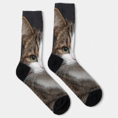 可愛いタビー猫パーソナライズされたのカスタムペット写真 ソックス (右)