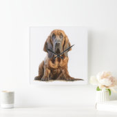 可愛いタンと黒血の犬 スクエア壁時計 (ホーム)