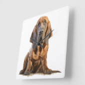 可愛いタンと黒血の犬 スクエア壁時計 (傾斜)