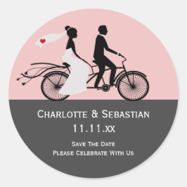 可愛いタンデムバイク新郎新婦結婚の ラウンドシール