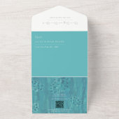 可愛いターコイズの流結婚れが一つの招待状に収まる オールインワン招待状 (外側)