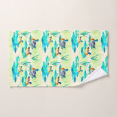 可愛いターコイズダックパターン バスタオルセット (ハンドタオル)