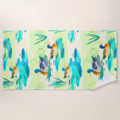 可愛いターコイズダックパターン ビーチタオル (正面)