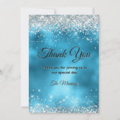 可愛いターコイズフェイクシルバー感謝していグリッターユー カード (正面)