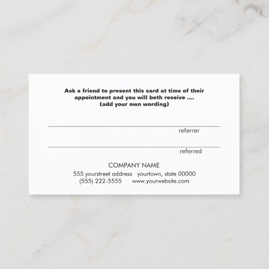 可愛いターコイズブルーと金ゴールドサロン紹介カード 紹介カード (裏面)