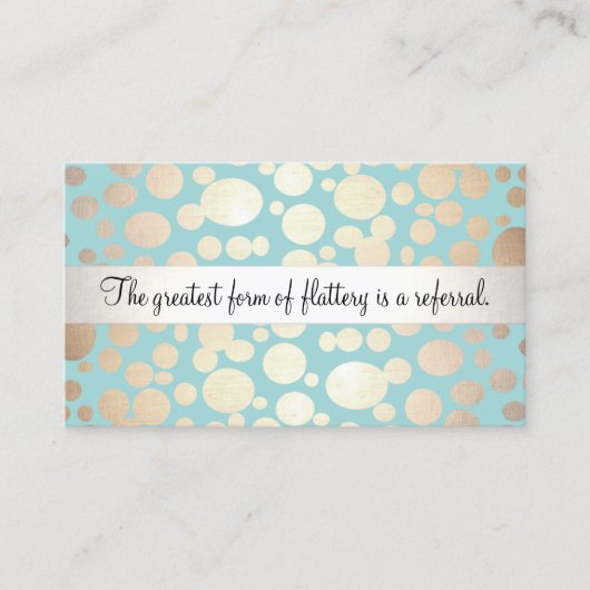 可愛いターコイズブルーと金ゴールドサロン紹介カード 紹介カード (正面)