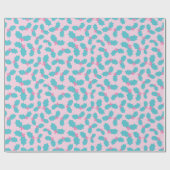 可愛いターコイズ&ピンククリスマスミスタントームレスシームレス ラッピングペーパー (フラット)