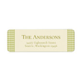 可愛いタータンチェック素朴格子状差出人住所 ラベル (正面)