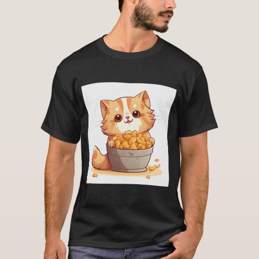 可愛いターター猫 – オレンジ遊色のタビー猫 Tシャツ (正面)