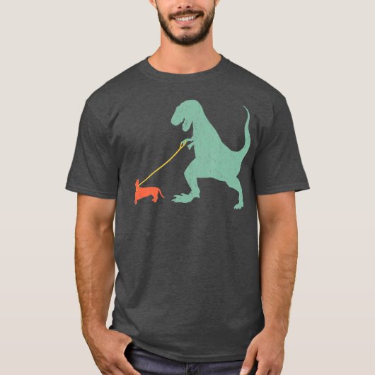 可愛いダシュントおもしろい恐竜ウィナー犬 Tシャツ (正面)