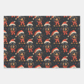 可愛いダシュントのクリスマスパターン ラッピングペーパーシート (正面)