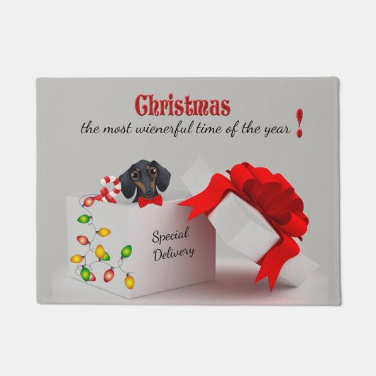 可愛いダシュントのクリスマスプレゼントの様式 ドアマット (正面)