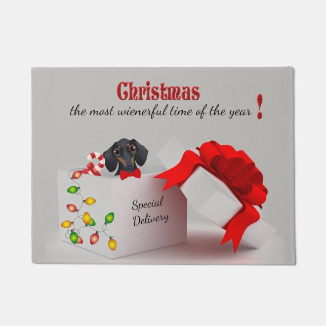 可愛いダシュントのクリスマスプレゼントの様式 ドアマット (正面)