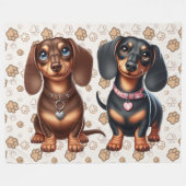 可愛いダシュントの友達 フリースブランケット (正面(横))