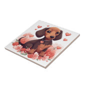 可愛いダシュント子犬ハート タイル (側面)