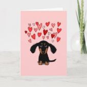 可愛いダシュント子犬バレンタインデーの愛 シーズンカード (正面)