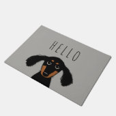 可愛いダシュント子犬 | Wiener Dog Hello形式 ドアマット (アングル)