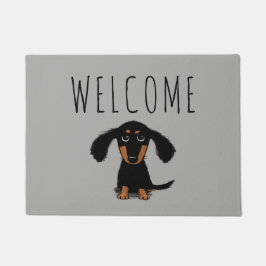 可愛いダシュント子犬 | Wiener Dog Welcome Mat ドアマット