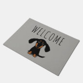可愛いダシュント子犬 | Wiener Dog Welcome Mat ドアマット (アングル)