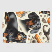 可愛いダシュント模様 ゴルフタオル (横)