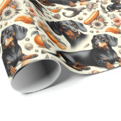 可愛いダシュント模様 ラッピングペーパー (ロールコーナー)