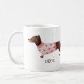 可愛いダシュント水色カスタマイズ可能 コーヒーマグカップ (左)