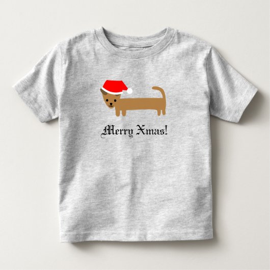 可愛いダシュント犬おもしろいメリークリスマス トドラーTシャツ (正面)