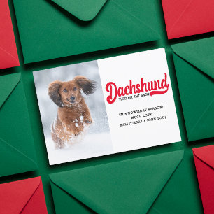 可愛いダシュント犬のクリスマス写真カスタム写真 シーズンカード