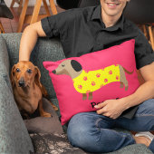 可愛いダシュント犬の恋人の写真おもしろい アクセントクッション