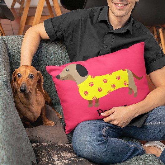 可愛いダシュント犬の恋人の写真おもしろい アクセントクッション