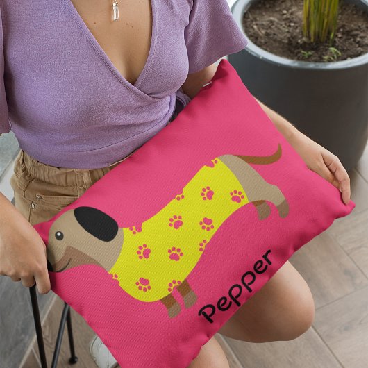 可愛いダシュント犬の恋人の写真おもしろい アクセントクッション