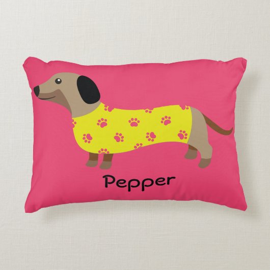 可愛いダシュント犬の恋人の写真おもしろい アクセントクッション (正面)