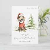 可愛いダシュント犬の毛皮と明るいクリスマス シーズンカード (スタンド正面)