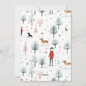 可愛いダシュント犬の毛皮と明るいクリスマス シーズンカード (裏面)