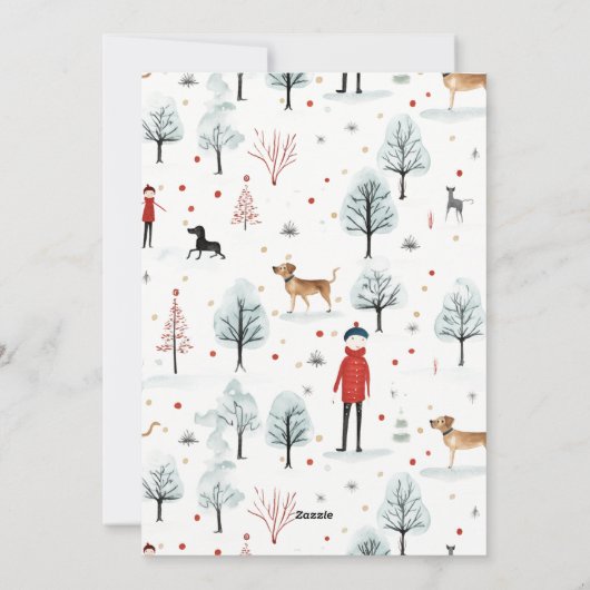 可愛いダシュント犬の毛皮と明るいクリスマス シーズンカード (裏面)