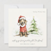 可愛いダシュント犬の毛皮と明るいクリスマス シーズンカード (正面)