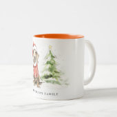 可愛いダシュント犬の毛皮と明るいクリスマス ツートーンマグカップ (正面右)