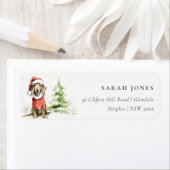 可愛いダシュント犬の水の色クリスマスアドレス ラベル (インサイチュ)