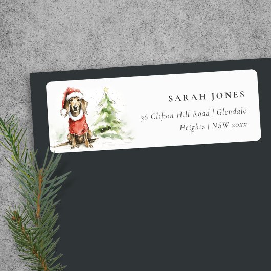 可愛いダシュント犬の水の色クリスマスアドレス ラベル