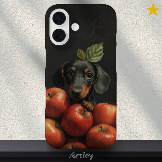 可愛いダシュント犬アップル絵を描のイニシャル Case-Mate iPhoneケース