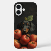 可愛いダシュント犬アップル絵を描のイニシャル Case-Mate iPhoneケース (裏面)