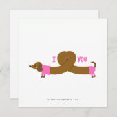 可愛いダシュント犬バレンタインデー挨拶カード シーズンカード (正面/裏面)