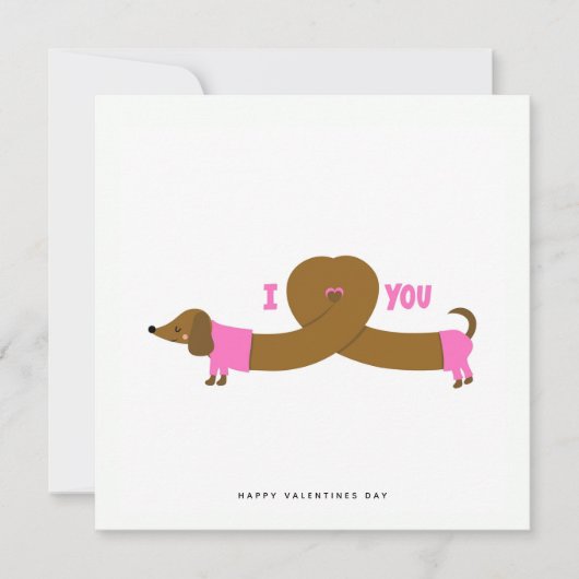 可愛いダシュント犬バレンタインデー挨拶カード シーズンカード (正面)