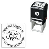 可愛いダシュント犬顔「From the Library of」本 セルフインキングスタンプ (インサイチュ)