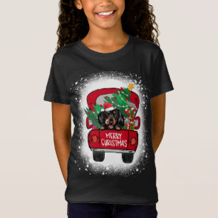 可愛いダシュント赤いトラック陽気なクリスマス漂白 Tシャツ