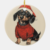 可愛いダシュント、ヴィンテージメリークリスマス セラミックオーナメント (裏面)