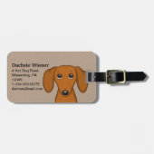 可愛いダシュント |漫画ウィーナーパーソナライズされた犬 ラゲッジタグ (正面横)