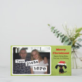 可愛いダシュントWiener犬のクリスマスあなたの写真 シーズンカード (スタンド正面)