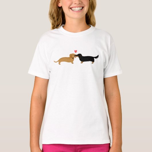 可愛いダシュンドスースキッチ | Wiener Dogs Love Tシャツ (正面)