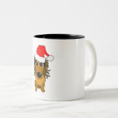 可愛いダシュンドドッグクリスマスサンタハット ツートーンマグカップ (正面右)